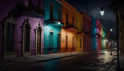 old mexico capital streets very colorful and at night very real 4k image