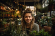 © Bartek - Small Business, Big Passion: Lush Greenery and Genuine Smiles in a Local Plant Shop. Small business owner smiling in her plant shop, surrounded by unique decor. Generative AI