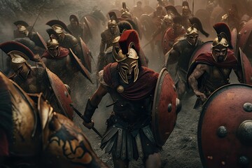 Spartan King Leonidas I and his warriors at Thermopylae