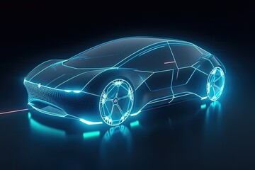 Electric futuristic self driving future car. Concept. High quality generative AI