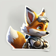 Sticker Of An Adventurous Fox