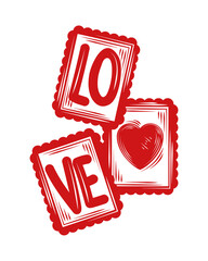 Poster - stamps love doodle