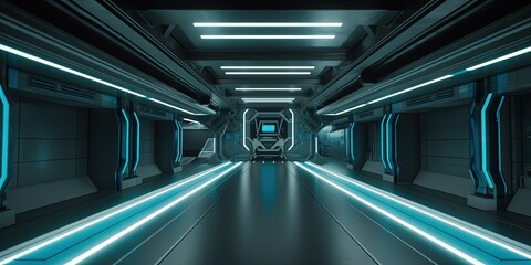 cyber space futuristic hallway, generative ai