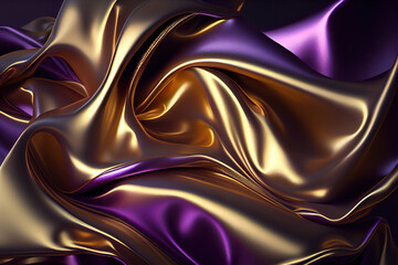 Wall Mural - Abstract purple gold background of shining fabric. Generative AI