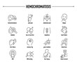 © missbobbit - Hemochromatosis symptoms, diagnostic and treatment vector icon set. Line editable medical icons.