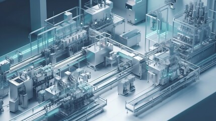 Wall Mural - pharmaceutical production line. generative AI 