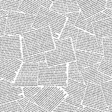Seamless Pattern Has Been Made From Sonnets By William Shakespeare. Newspaper Print Style Illustration For Textile, Wallpaper, Wrapping