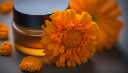 Poster - Close up of a yellow flower covered in honey generated by AI