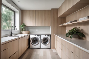 Wall Mural - modern kitchen interior with kitchen - laundry room