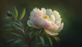 Fototapeta Kwiaty - Nature beauty in a pink peony blossom generated by AI