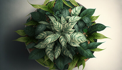 Poster - Green foliage backdrop with ornate floral pattern generated by AI