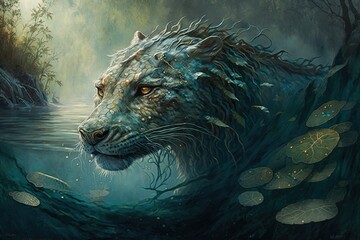 Wall Mural - mystic rivers, prehistoric histories and animalistic fantasy legends – telling tales with illustrati