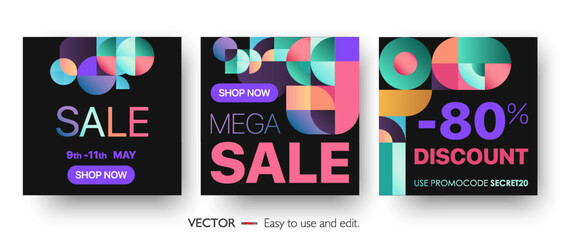 Wall Mural - social media mockup. design of advertising in social networks. a set of banners square shape.