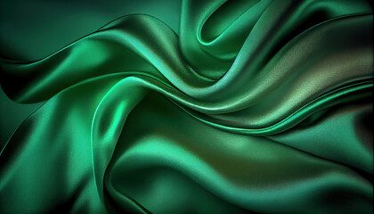green satin texture that is green silver fabric silk panorama background with abstract green backgro
