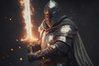 © Pavlo - An ancient knight of light fighting against darkness with a flaming sword