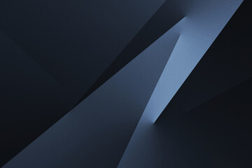 Black blue abstract modern background for design. Dark. Geometric shape. 3d effect. Diagonal lines, stripes. Triangles. Gradient. Light, glow. Metallic sheen. Minimal.  Web banner.