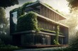 Creating a Stunning Sustainable Home: A Hyper-Realistic Rendering with Greenery, Japanese Bridge and Nature-Inspired Elements, Generative AI