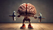 © Artvibe - Brain training with dumbbells. Vector illustration of human brain.generative ai