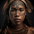 © chutima - the face of amazon woman with expresive features during a tribal ceremony woman wearing costume with traditional indian ornament