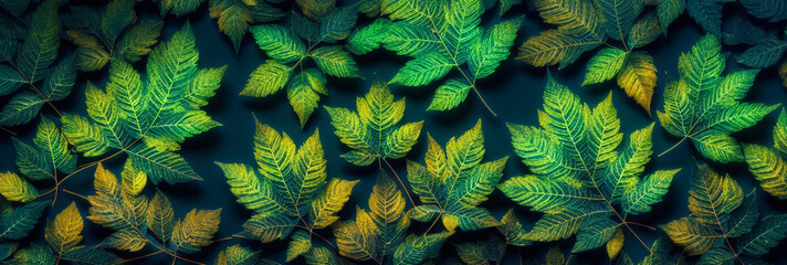 Wall Mural - Illustration of a close-up of a lush green plant in a dense forest created with Generative AI technology
