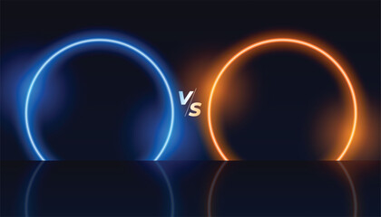 Wall Mural - versus vs screen banner with glowing neon frame for duel clash fight