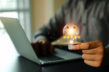 Poster - Customer service satisfaction survey feedback for business review rating and best service or finance digital marketing poll or user comment concepts.