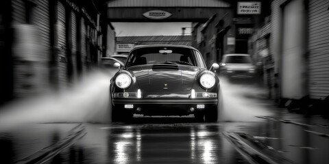 A sport vintage classic car. Life style concept. Race, speed, elegance theme. AI generated image	
