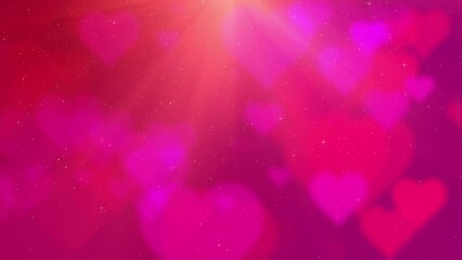 Poster - Happy Valentine decoration theme with de-focused floating hearts and particles loop background animation. Love, wedding, positive emotion concept