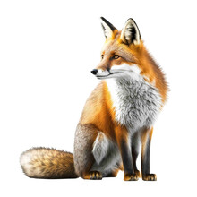 Red Fox Vulpes Isolated On White. Generative Ai