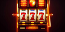Golden Slot Machine Wins The Jackpot Big Win Concept Casino Jackpot Generative AI