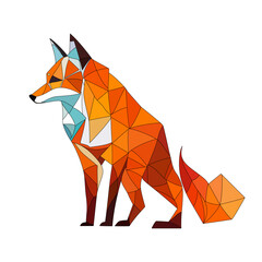 Wall Mural - fox logo design. abstract colorful polygonal fox image. calm fox. vector illustration