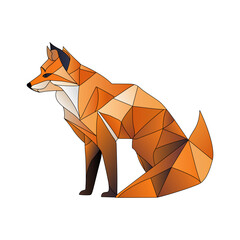 Wall Mural - Fox logo design. Abstract colorful polygonal fox image. Calm fox. Vector illustration