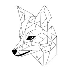 Poster - Fox logo design. Abstract black polygon fox head. Calm fox face. Vector illustration