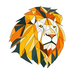 Wall Mural - lion logo design. abstract colorful polygon lion head. calm lion face. vector illustration