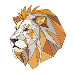 Wall Mural - lion logo design. abstract colorful polygon lion head. calm lion face. vector illustration
