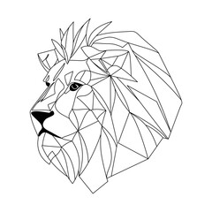 Wall Mural - lion logo design. abstract black polygon lion head. calm lion face. vector illustration