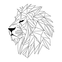 Wall Mural - lion logo design. abstract black polygon lion head. calm lion face. vector illustration