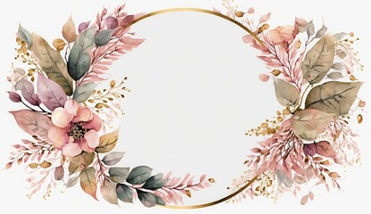 Wall Mural - Watercolor floral illustration set - bouquets, frame, border. flowers, rose, peony, leaf branches collection. Wedding invites, wallpapers, fashion. Eucalyptus olive leaves chamomile, Generate Ai