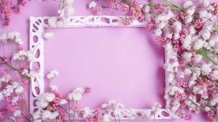 AI art  Gypsophila picture frame カスミソウのフレーム