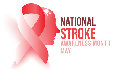 National Stroke awareness month is observed each year in May. Template for background, banner, card, poster.