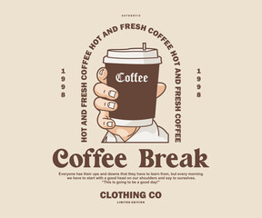 Canvas Print - Retro Poster of coffee cup Graphic Design for T shirt Street Wear and Urban Style