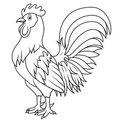 Wall Mural - illustration of rooster line art