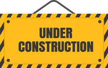 Under Construction Background. Under Construction Sign Background With Black And Yellow Stripes. Black And Yellow Stripes Warning Caution Sign.