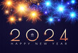 © feaspb - Happy new 2024 year Elegant gold text with fireworks and light effects.