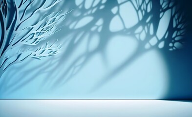 Wall Mural - minimalistic abstract gentle light blue background for product presentation with light and intricate