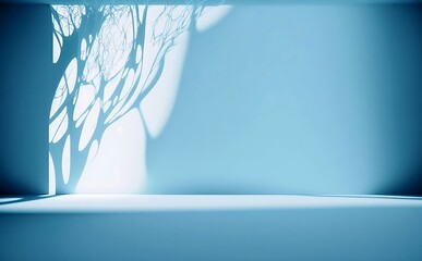 Wall Mural - minimalistic abstract gentle light blue background for product presentation with light and intricate