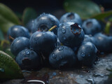 Fototapeta Storczyk - Beautiful organic background of freshly picked blueberry created with Generative AI technology