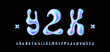 Holographic y2k font liquid. 3d bubble hologram alphabet. Iridescent holo vector letter for y2k design. Groovy vector illustration