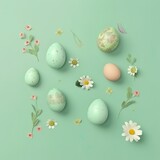 Fototapeta Mapy - easter eggs and flowers