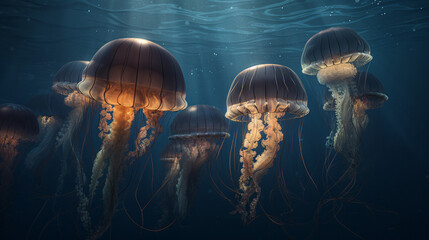 Wall Mural - jellyfish in the aquarium generative ai